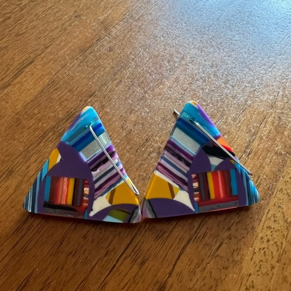 Colorful Geometric Earrings - Picture 4 of 4